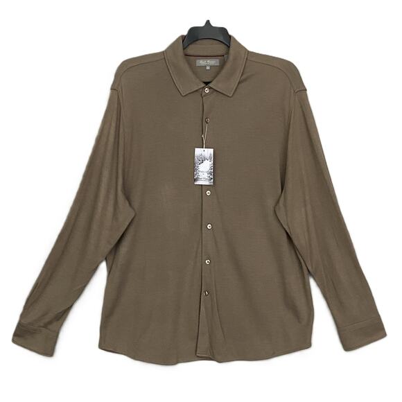 Daniel Cremieux Signature Collection Men's XXL Long Sleeve Polo Shirt Brown NEW - Picture 2 of 11